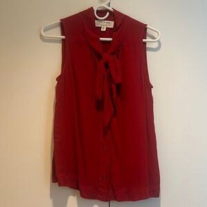 "Anthropologie Cloth & Stone Red Sleeveless Tie-Neck Blouse | Size S"